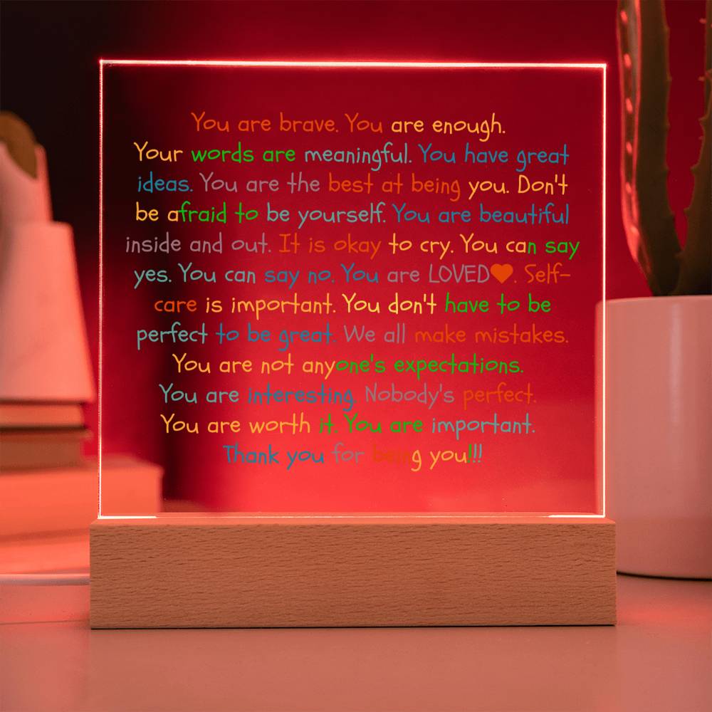 You Are Enough-Loved-Brave Inspirational Acrylic Plaque