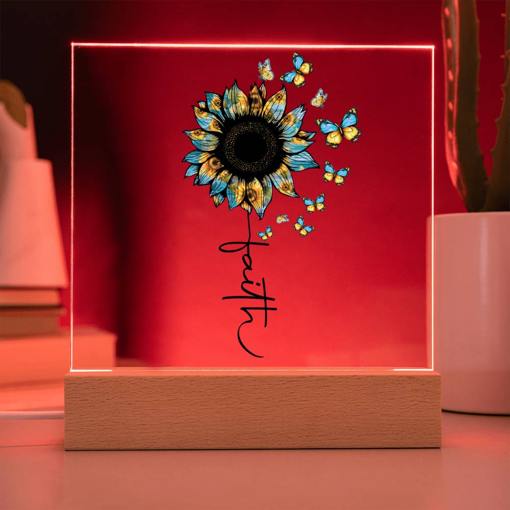Blue Faith Sunflower Acrylic Plaque