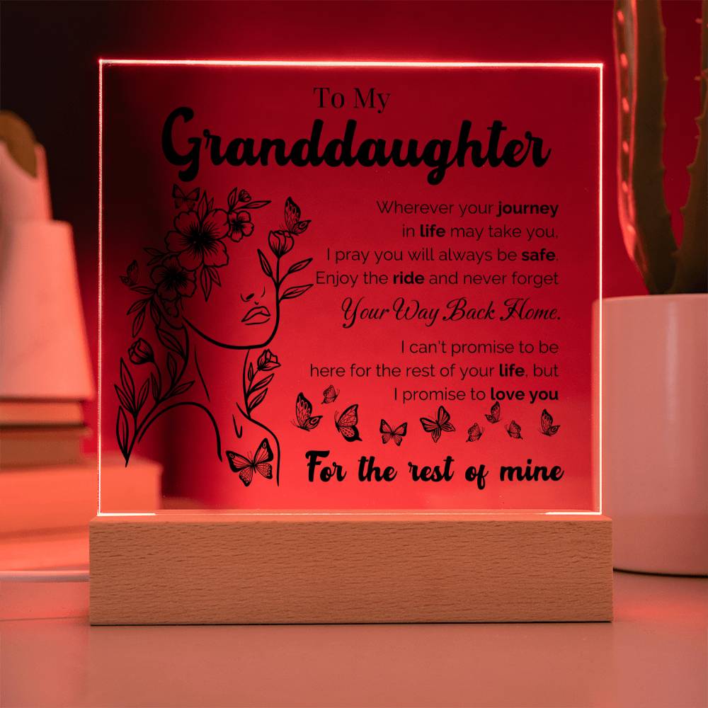 To My Granddaughter "Wherever Your Journey" LED Acrylic Plaque