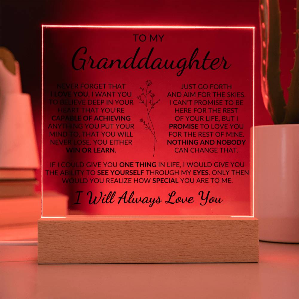 To My Granddaughter | Never Forget That I Love You LED Acrylic Night Light