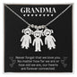 Grandma - Never Forget We Love You - Engraved Kids Charm Necklace Black