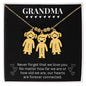Grandma - Never Forget We Love You - Engraved Kids Charm Necklace Black