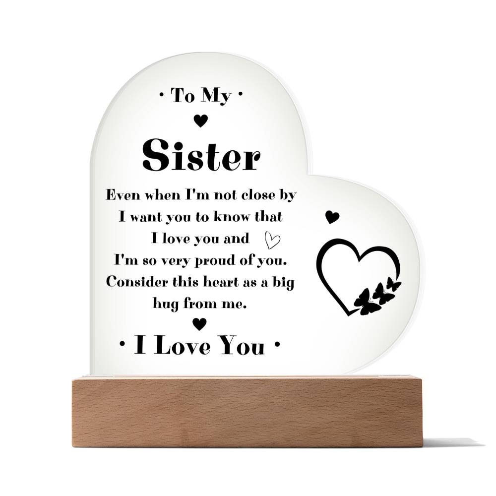 To My Sister LED Acrylic Heart
