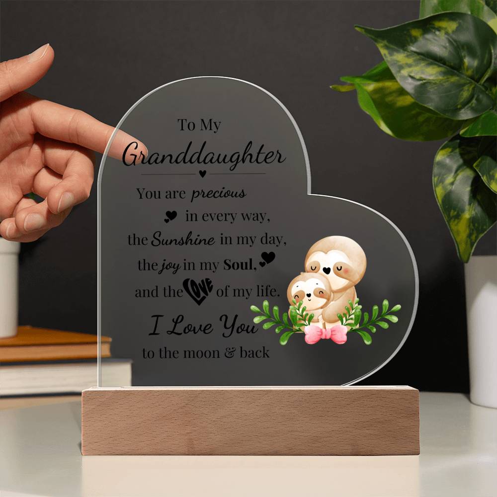 To My Granddaughter - Kids Room Décor and Night Light (Sloth)