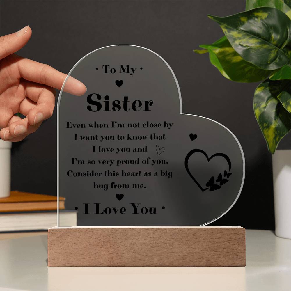 To My Sister LED Acrylic Heart