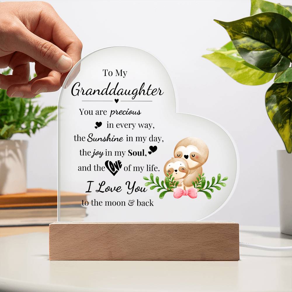 To My Granddaughter - Kids Room Décor and Night Light (Sloth)