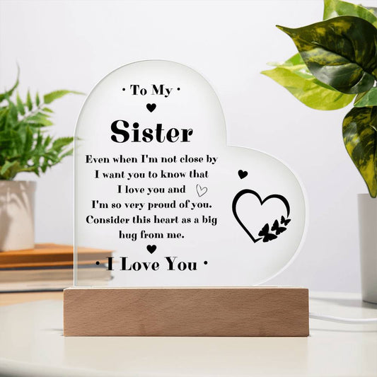 To My Sister LED Acrylic Heart