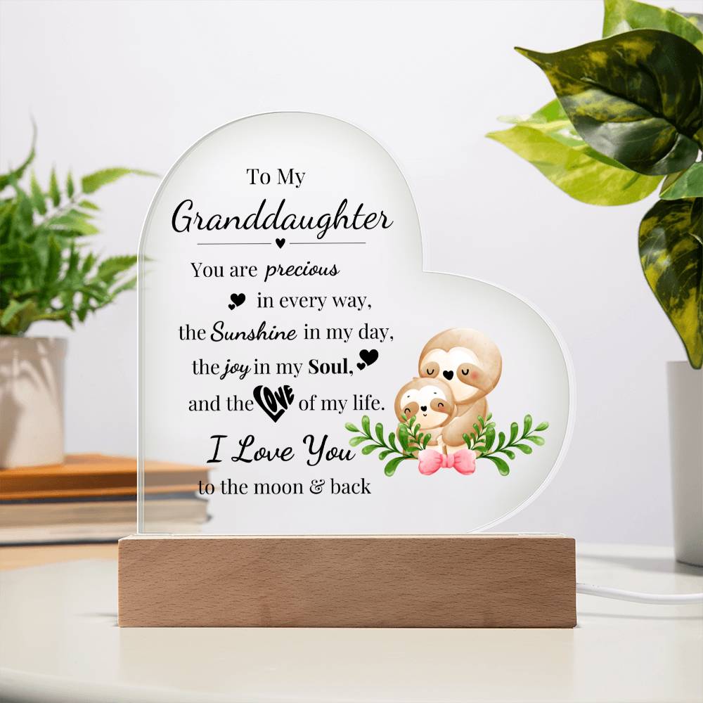 To My Granddaughter - Kids Room Décor and Night Light (Sloth)