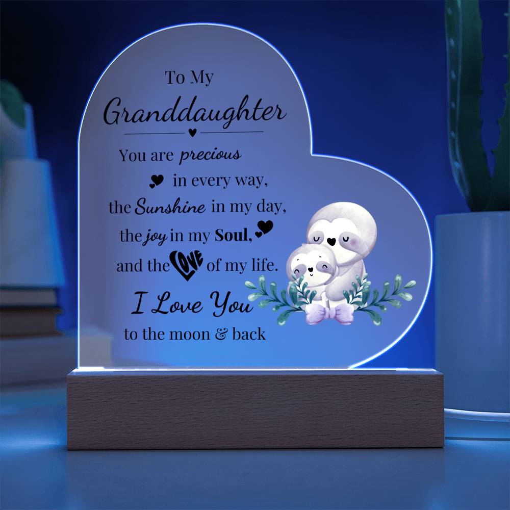 To My Granddaughter - Kids Room Décor and Night Light (Sloth)