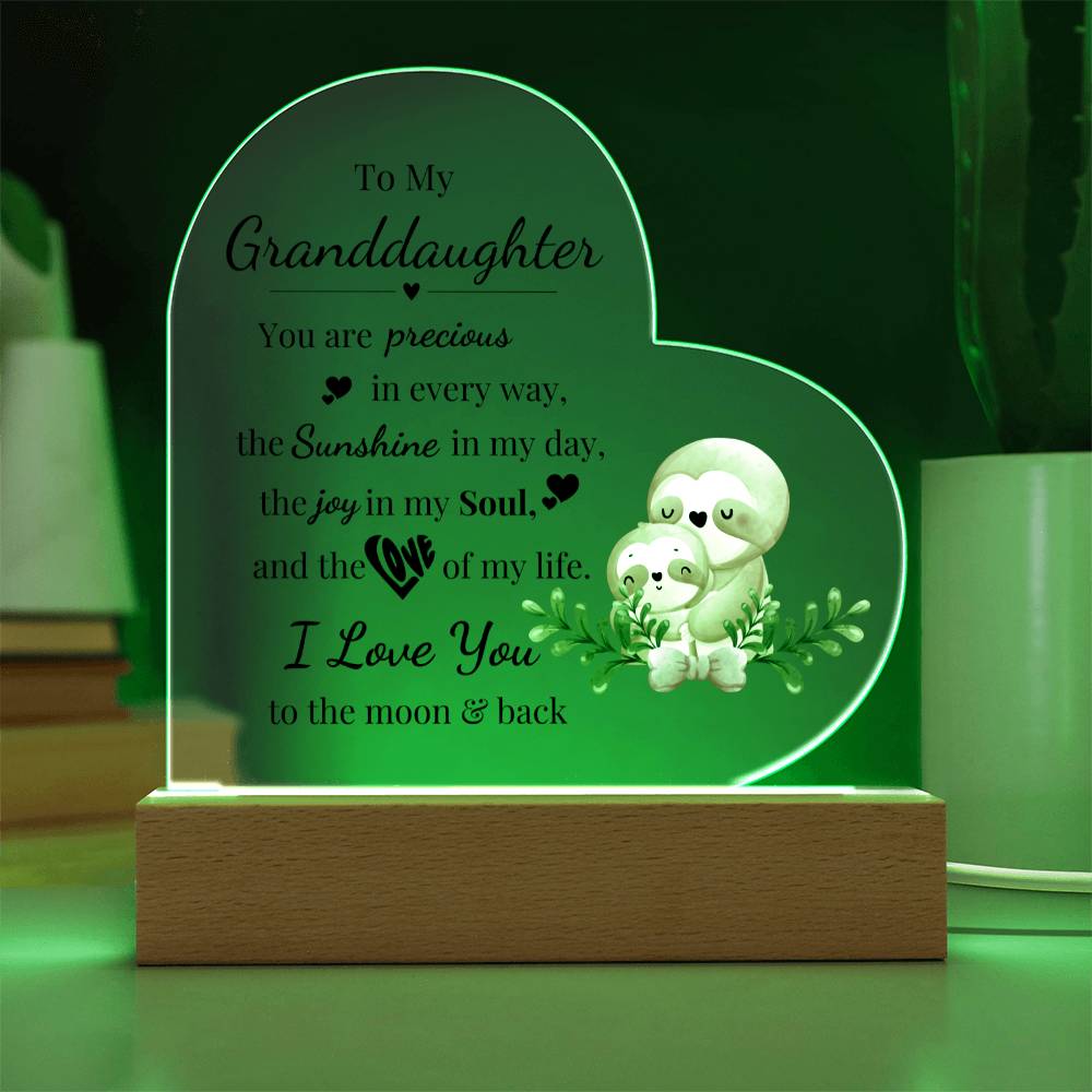 To My Granddaughter - Kids Room Décor and Night Light (Sloth)