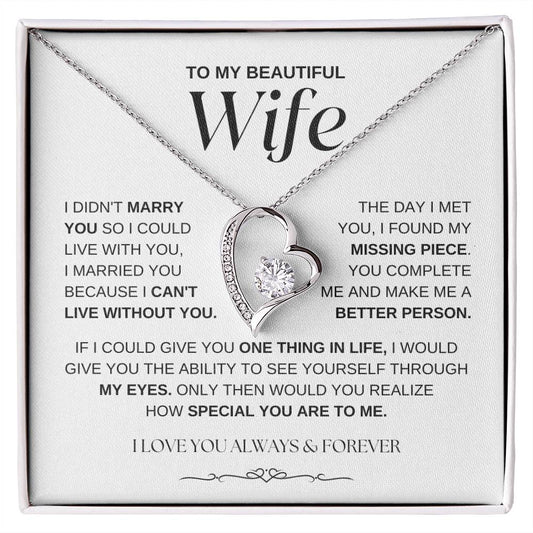 Wife - I Can't Live Without You - Forever Love Necklace