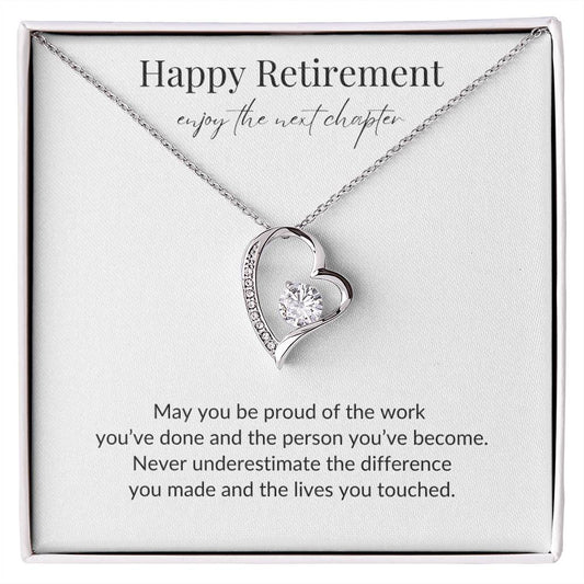 Happy Retirement Enjoy the Next Chapter Forever Love Necklace