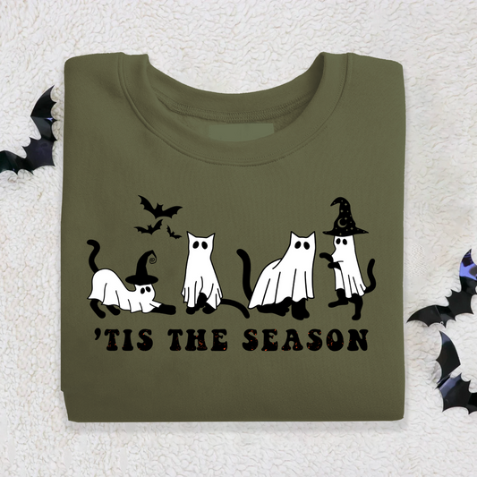 Tis The Season Halloween Cat Pullover Sweatshirt