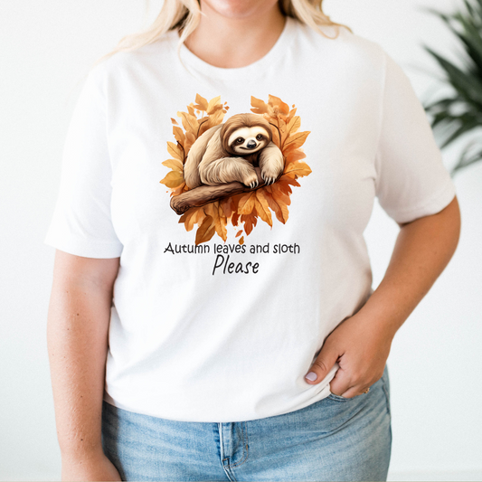 Autumn Leaves and Sloth Please T-Shirt