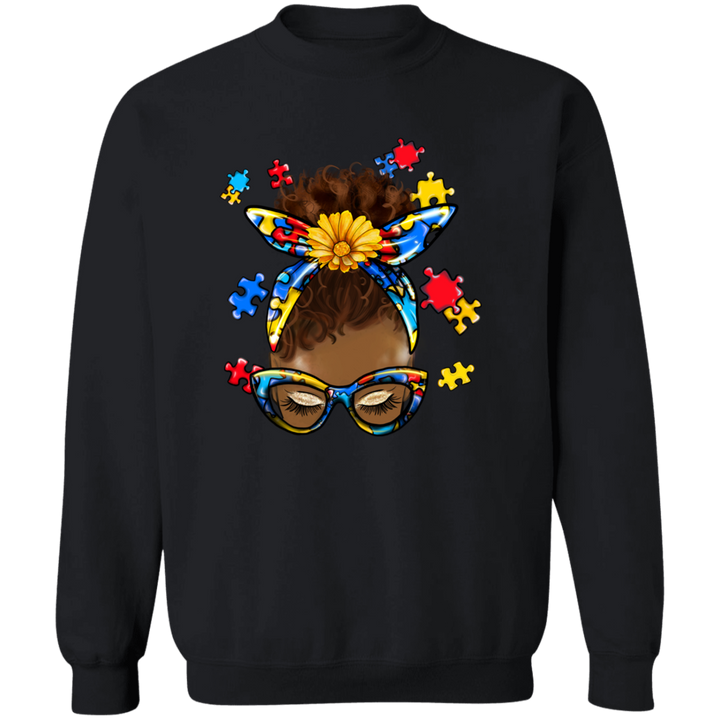 Austism Black Mom Crewneck Pullover Sweatshirt