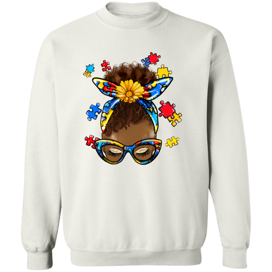 Austism Black Mom Crewneck Pullover Sweatshirt