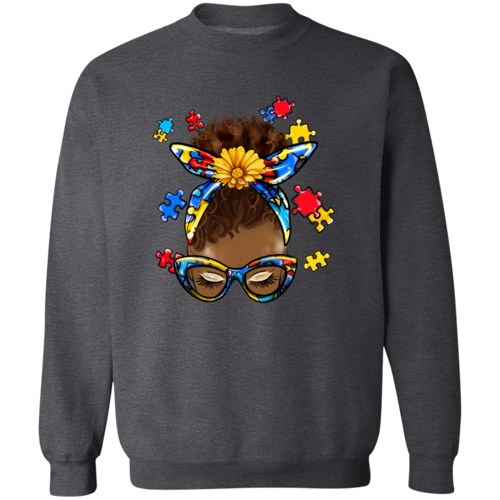 Austism Black Mom Crewneck Pullover Sweatshirt