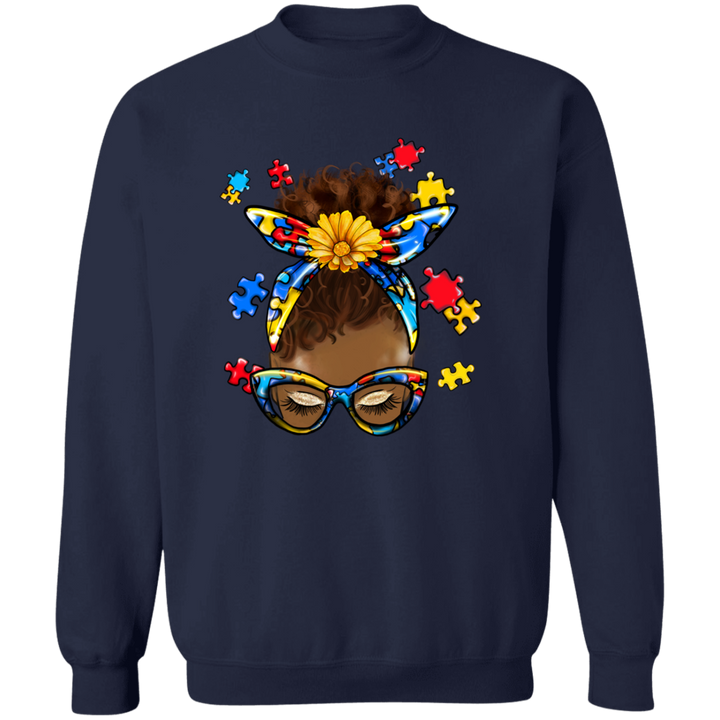 Austism Black Mom Crewneck Pullover Sweatshirt