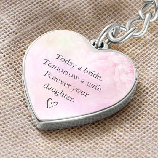 Forever Your Daughter Pink Graphic Heart Keychain