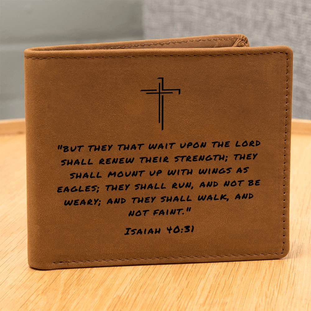 But They That Wait Upon The Lord Isaiah 40:31 Graphic Leather Wallet
