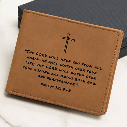 The Lord Will Keep You From All Harm Psalm 121:7-8 Graphic Leather Wallet