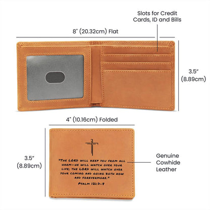 The Lord Will Keep You From All Harm Psalm 121:7-8 Graphic Leather Wallet