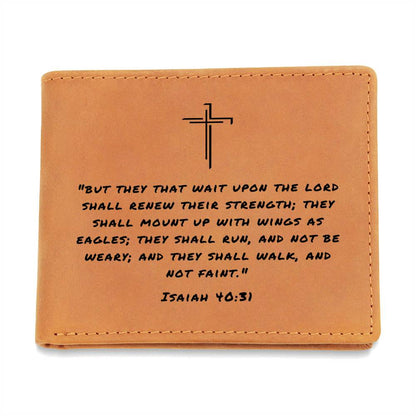 But They That Wait Upon The Lord Isaiah 40:31 Graphic Leather Wallet