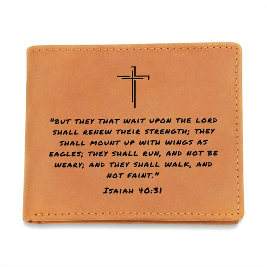 But They That Wait Upon The Lord Isaiah 40:31 Graphic Leather Wallet