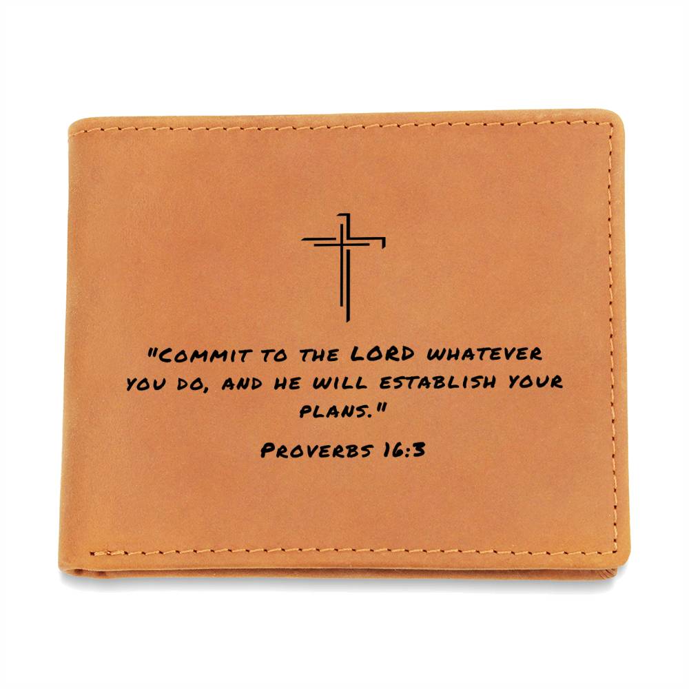 Commit To The Lord Proverbs 16:3 Graphic Leather Wallet