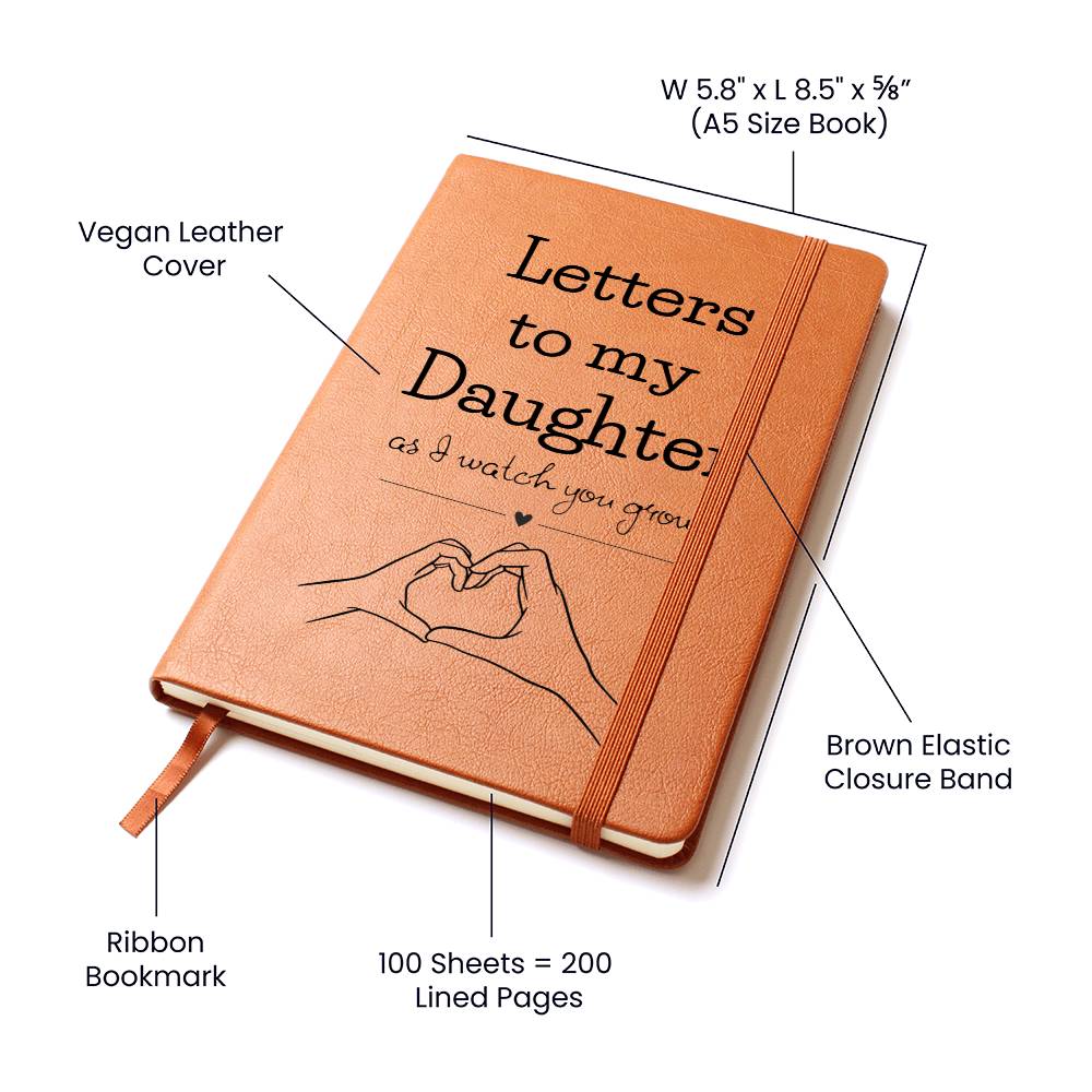 Letters To My Daughter - As I Watch You Grow, Baby or Memory Graphic Leather Journal