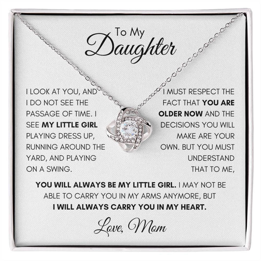 Always Be My Little Girl Love Knot Necklace