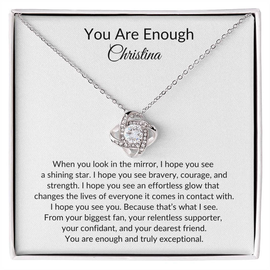 You Are Enough Personalized Love Knot Necklace