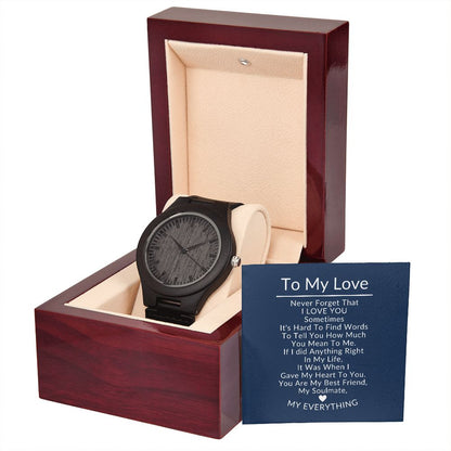 To My Love Wooden Watch
