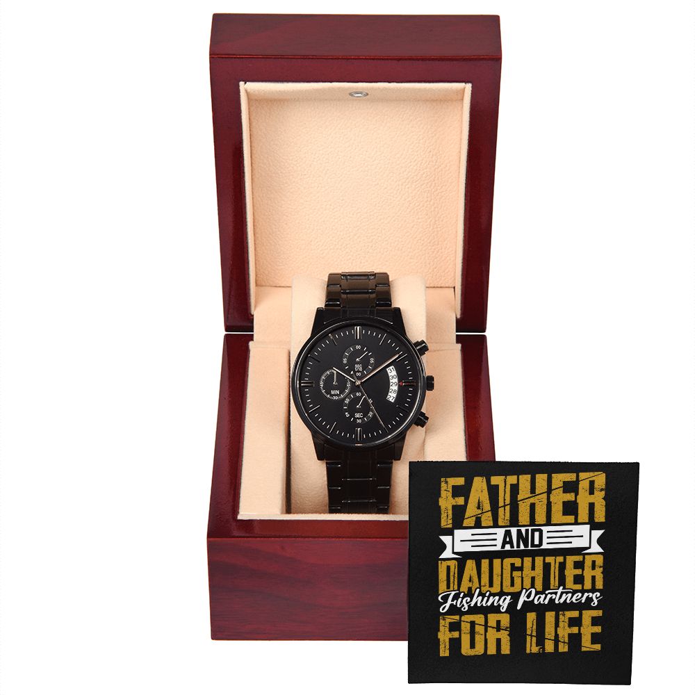 Father and Daughter Fishing Partners For Life 3 Chronograph Watch