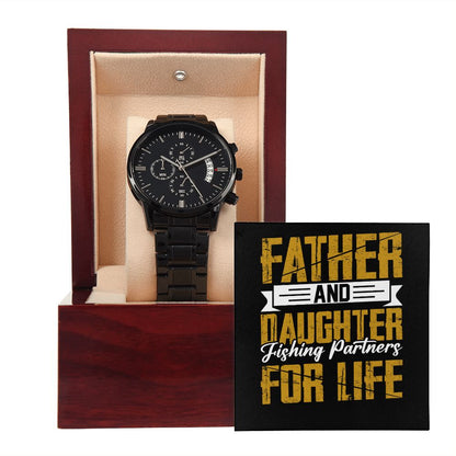 Father and Daughter Fishing Partners For Life 3 Chronograph Watch