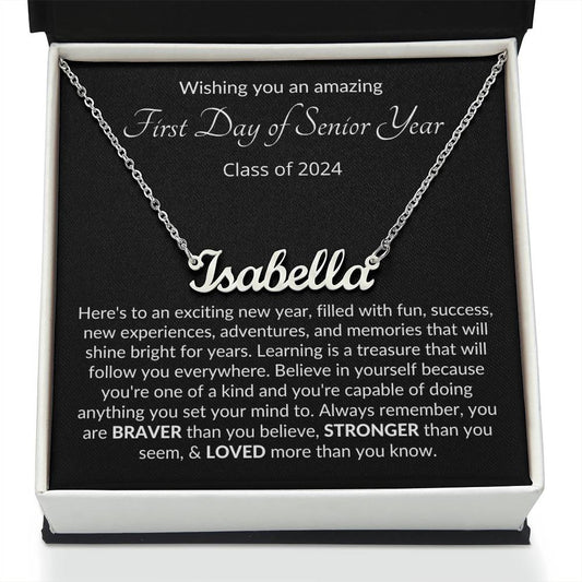 First Day of Senior Year Personalized Name Necklace