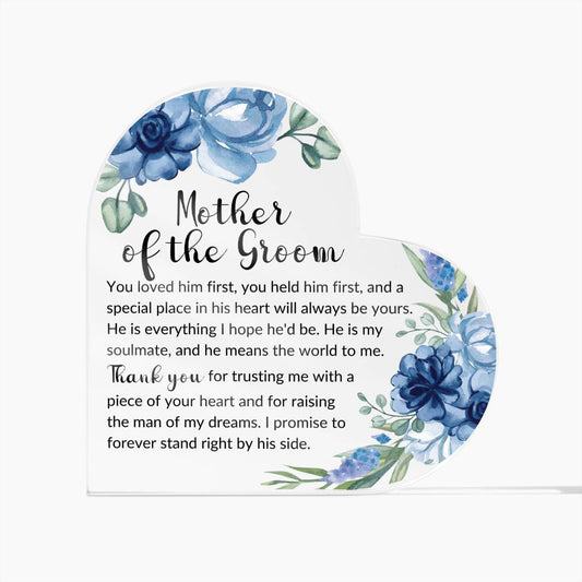 Mother of the Groom Blue Heart Acrylic Plaque