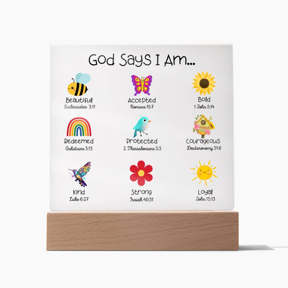 God Says I Am - Kids Room Decor and Night Light