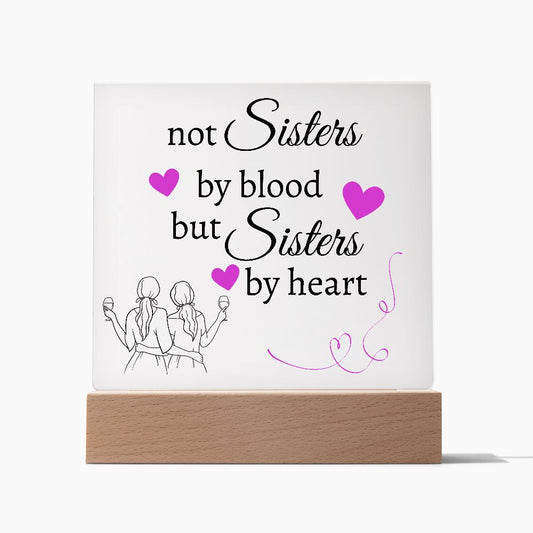 Not Sisters By Blood But Sisters By Heart Acrylic Plaque Purple