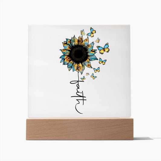 Blue Faith Sunflower Acrylic Plaque