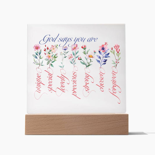 God Says You Are Wildflowers Faith-Based Acrylic Plaque