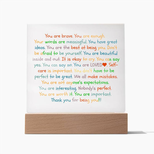 You Are Enough-Loved-Brave Inspirational Acrylic Plaque