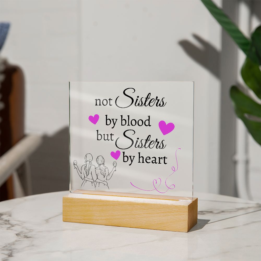 Not Sisters By Blood But Sisters By Heart Acrylic Plaque Purple