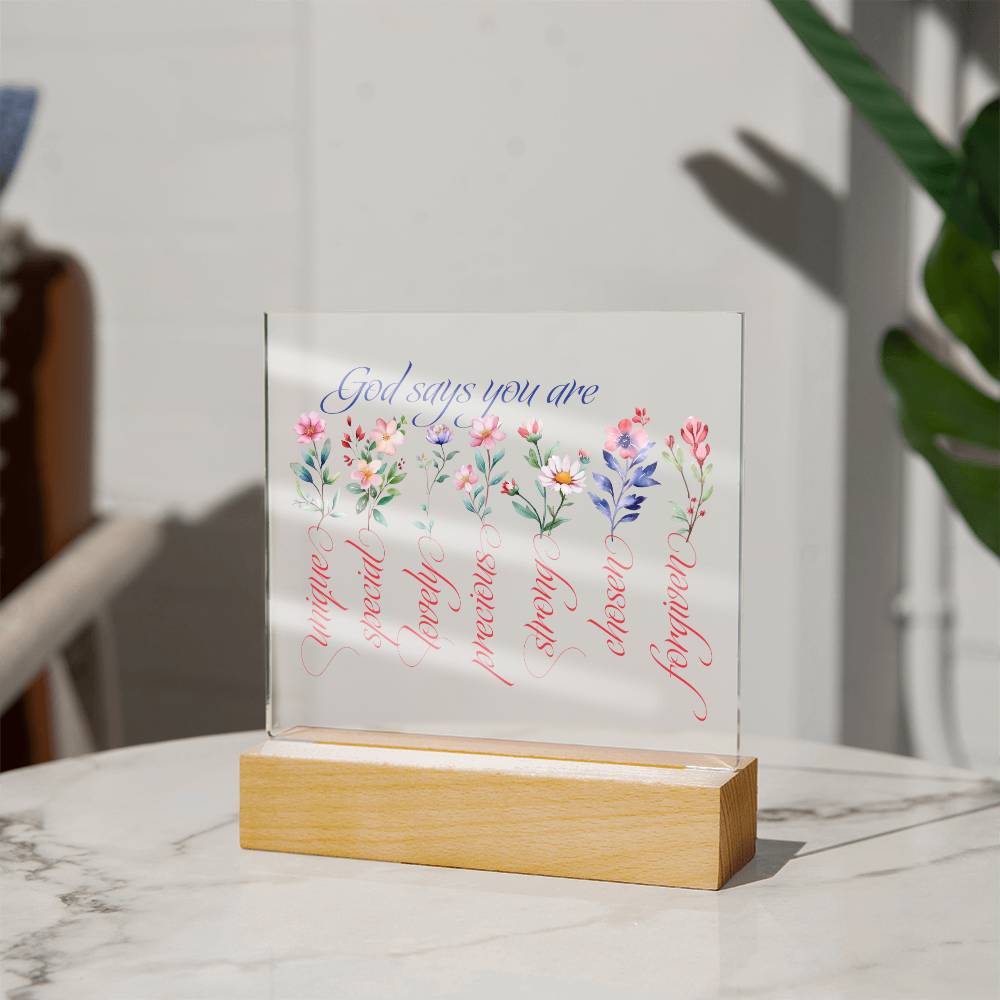 God Says You Are Wildflowers Faith-Based Acrylic Plaque