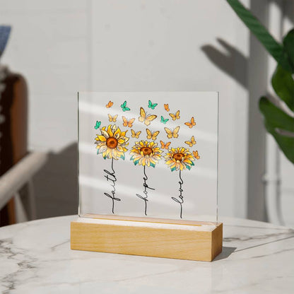 Faith Love Hope Sunflower Acrylic Plaque