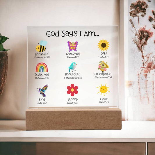 God Says I Am - Kids Room Decor and Night Light