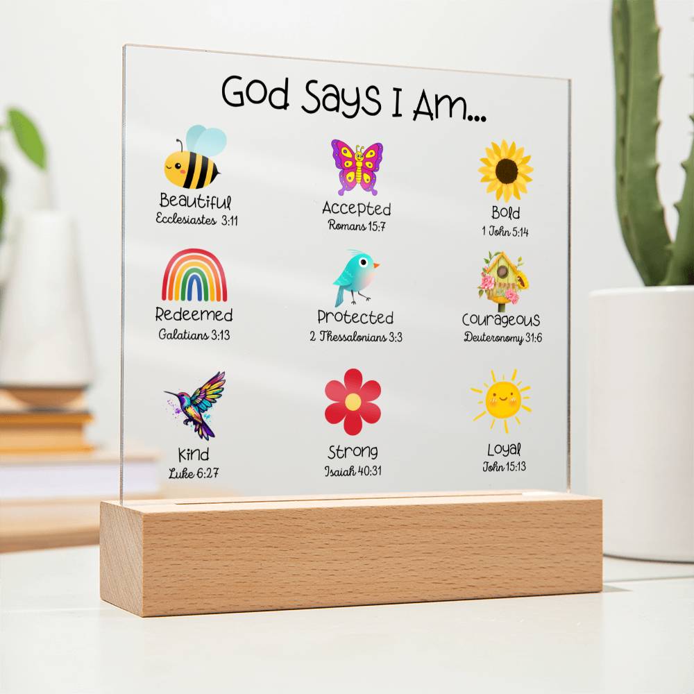 God Says I Am - Kids Room Decor and Night Light