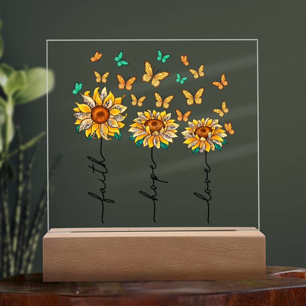 Faith Love Hope Sunflower Acrylic Plaque