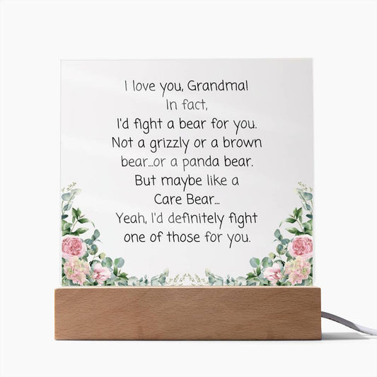 Grandma, I'd Fight A Bear Acrylic Plaque