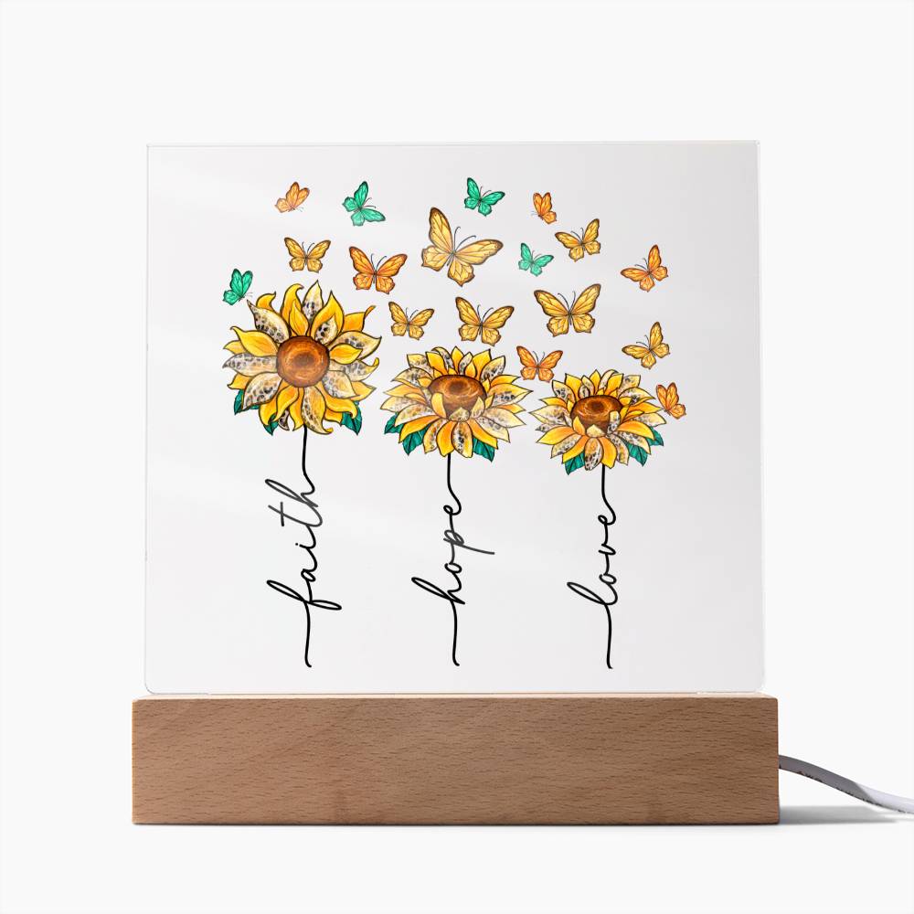 Faith Love Hope Sunflower Acrylic Plaque